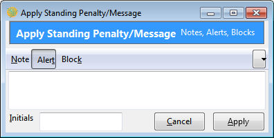 Apply Penalty Dialog Box