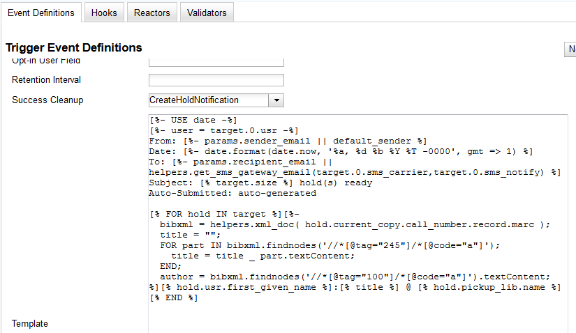 Hold Ready SMS Trigger Event Definition