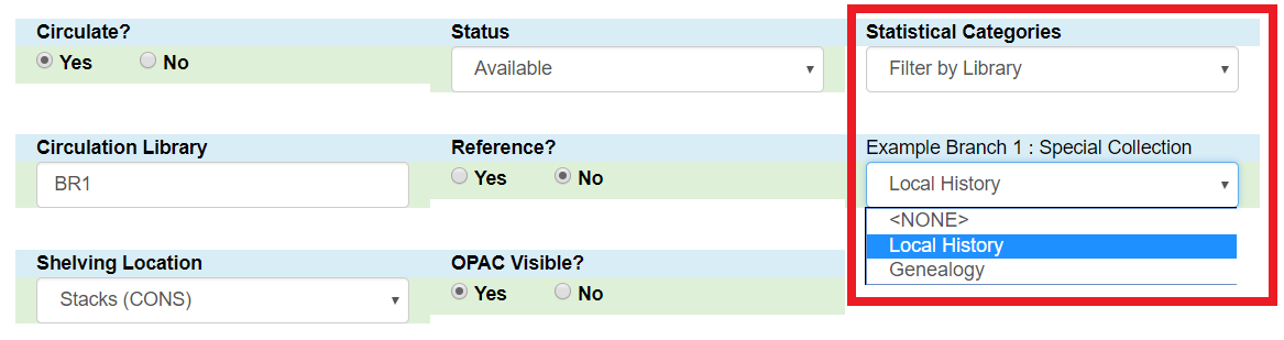 Stat cats in Holdings Editor