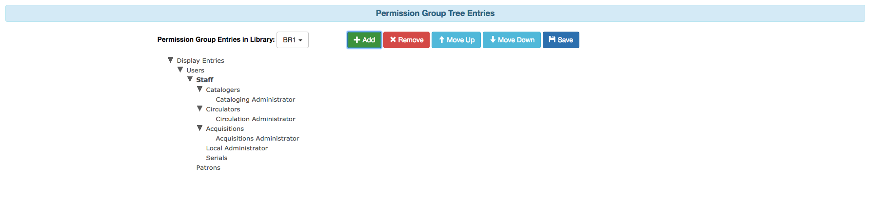 Group Tree Display Entry Admin UI